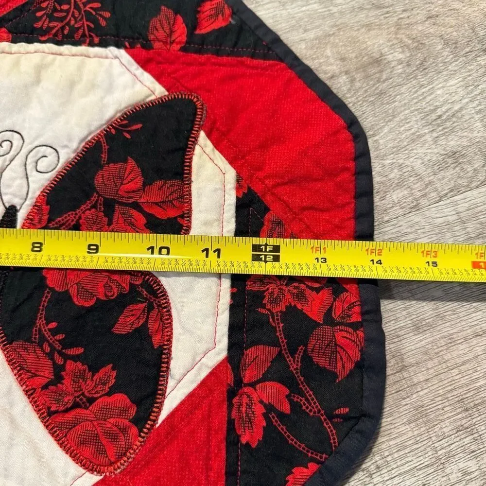 Butterfly Goth Gothic Red Black Quilted Placemats Set 2